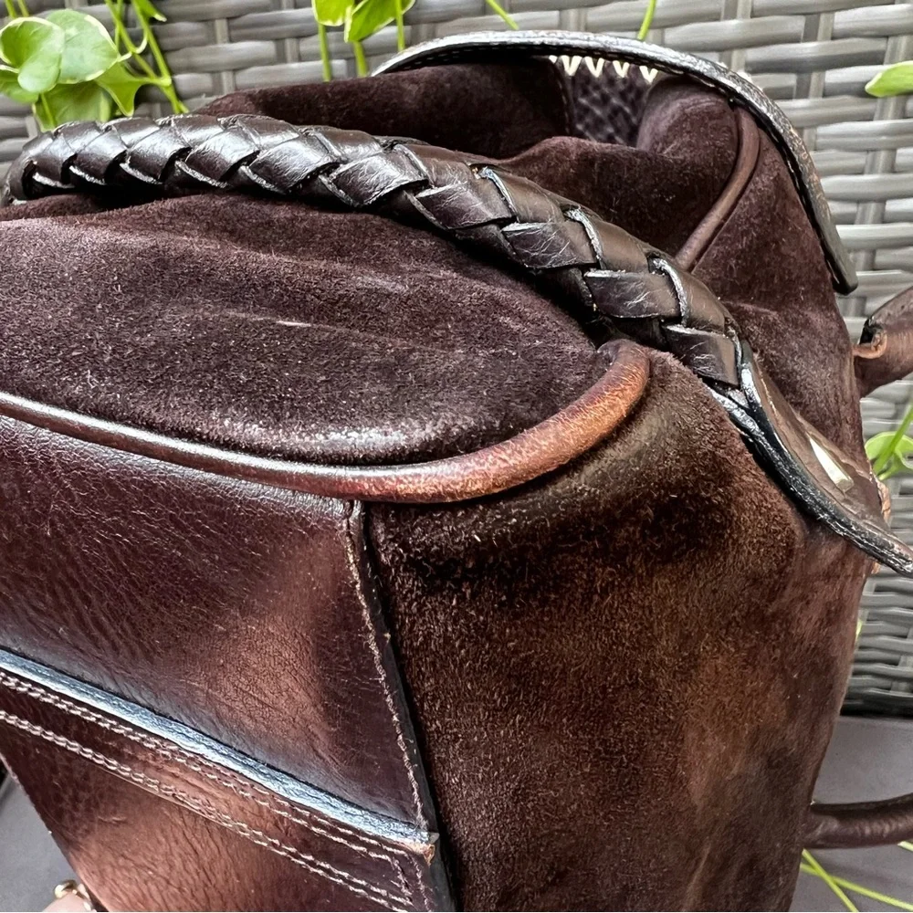 Luella Gisele Bartley Special Edition Satchel Chocolate Brown Leather Suede Boho